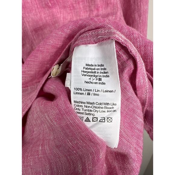 Madewell NWT Women’s Fuchsia 100% Linen Oversized Button Up Shirt size Small - Picture 4 of 9